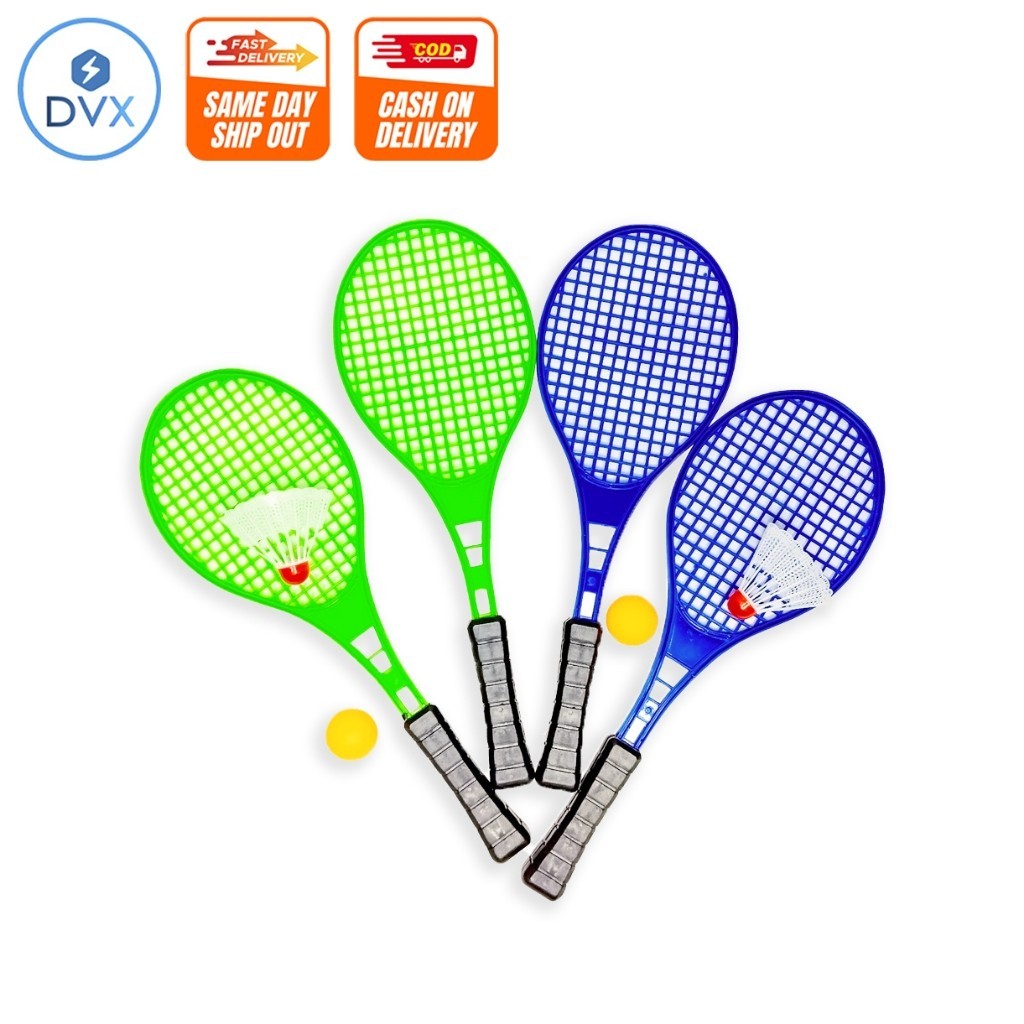 DVX #7599 Plastic Tennis Racket With Ping Pong Ball and Shuttlecock ...