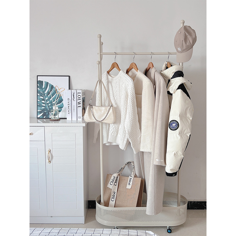 Extra Thick Heavy-Duty Floor Iron Clothes Rack Dirty Laundry Basket ...