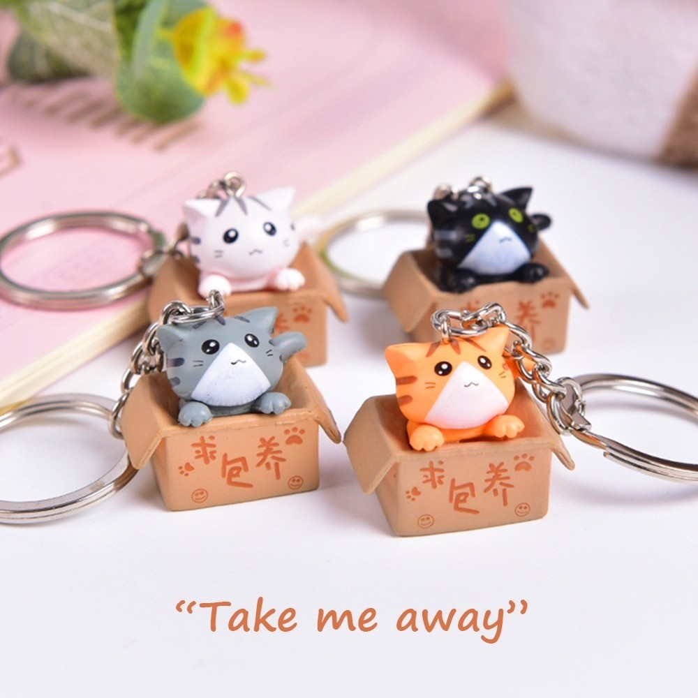 YOUJ Cute Carton Cat Keychain for Women Men “Take Me Away” Funny Key ...