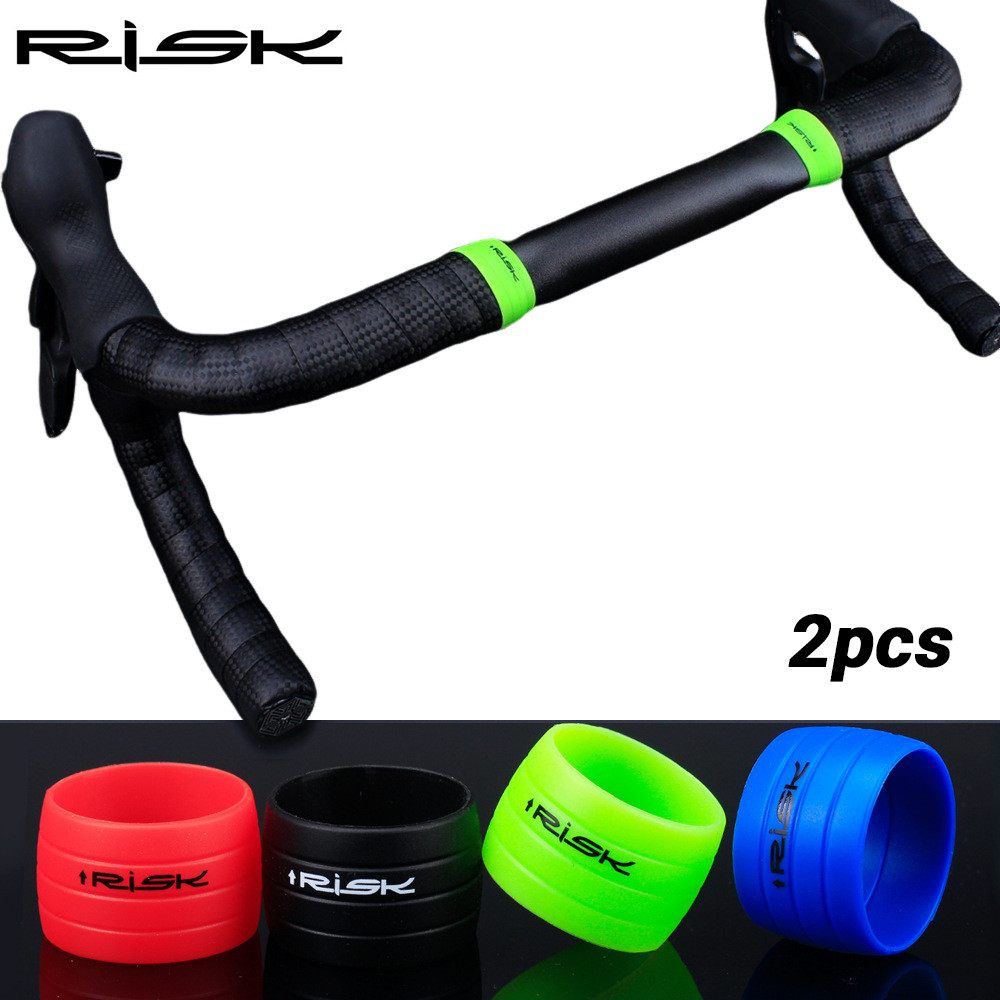 2pcs RISK Bicycle Bike Handlebar Strap Tape Fixing Silicone Ring Anti ...