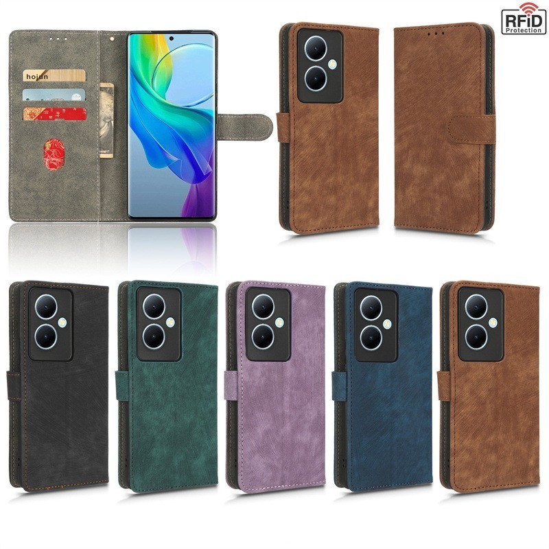 Mofurd Cover per Honor 400 Smart Libro in Pelle PU, [con 2 Pezzi Pellicola Vetro Temperato] Custodia Portafoglio Antiurto [Blocco RFID] [Funzione di Supporto] [Slot Schede], Verde
