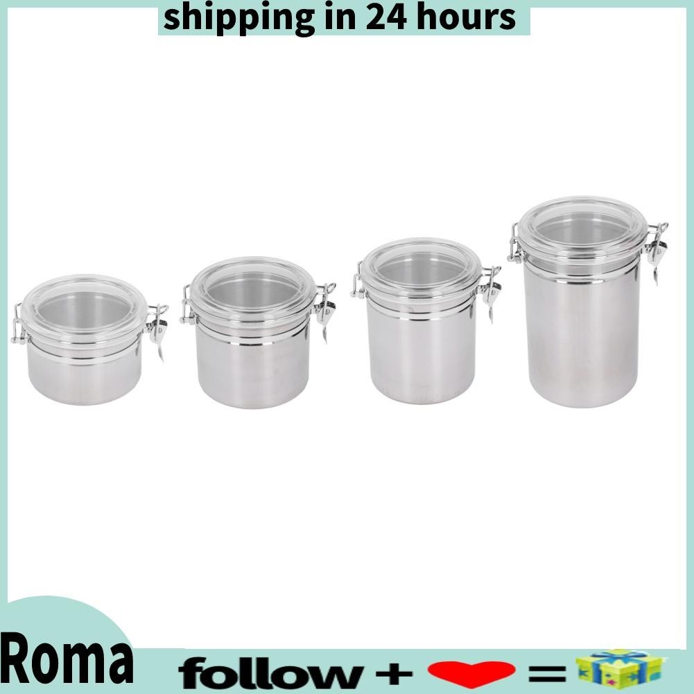 Romanticshop Stainless Steel Sealed Can Food Powder Storage Container ...