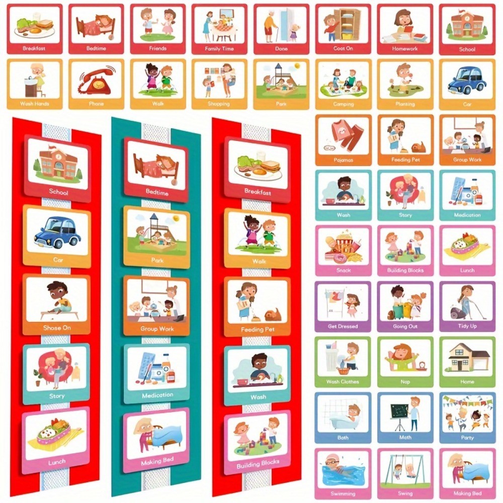 Visual Schedule Cards for Kids Day Night Autism Routine Chart Cards ...