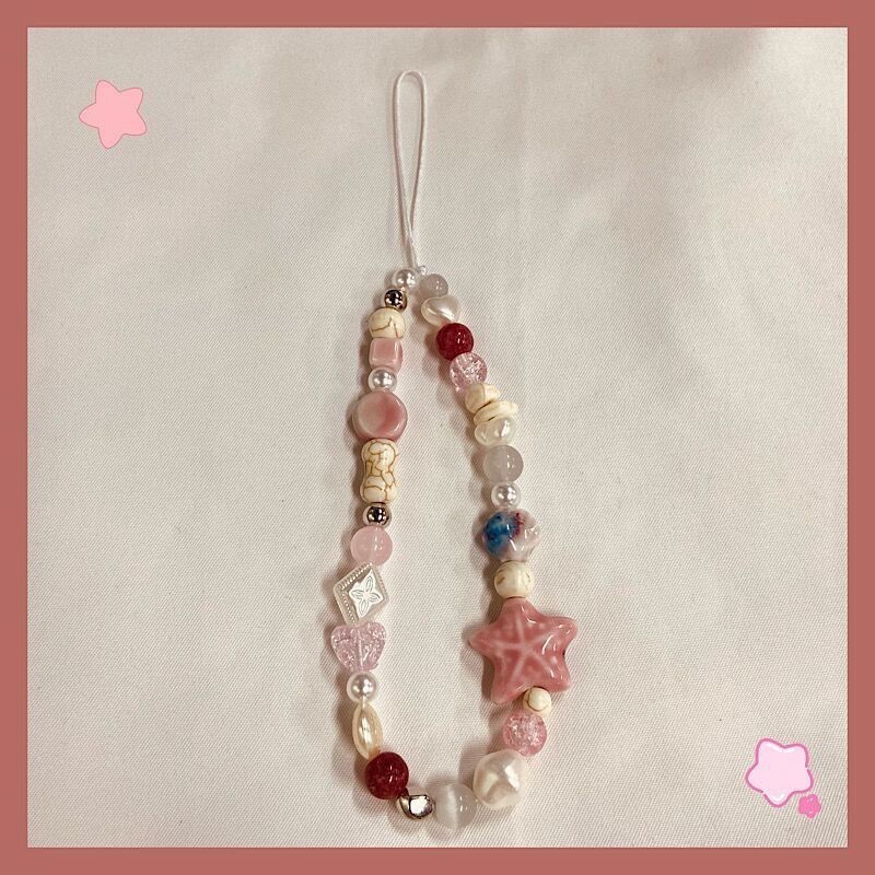 Original Homemade ins Starfish Shell Ceramic Mobile Phone Chain Beaded ...