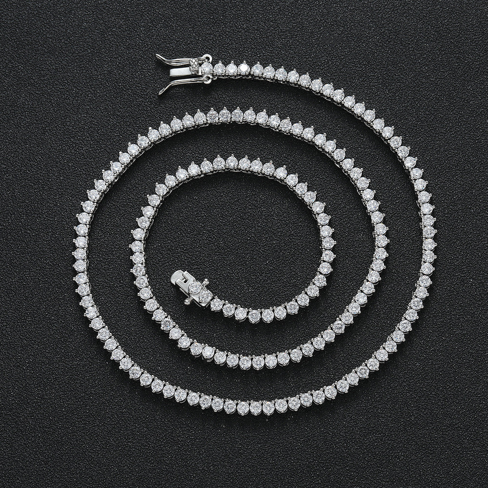 2.5mm 3-Claw Tennis Chain Copper Micro-Inlaid Zircon Single-Row Chain ...