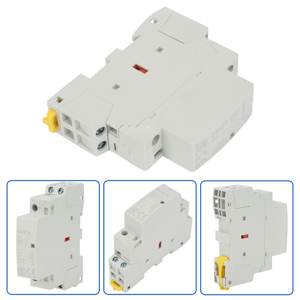 Contacteur Domestique Heschen CT1-63 - 63A, 2 Pôles, 2 Contacts NO, Bobine 12V AC, Montage Rail DIN 35mm