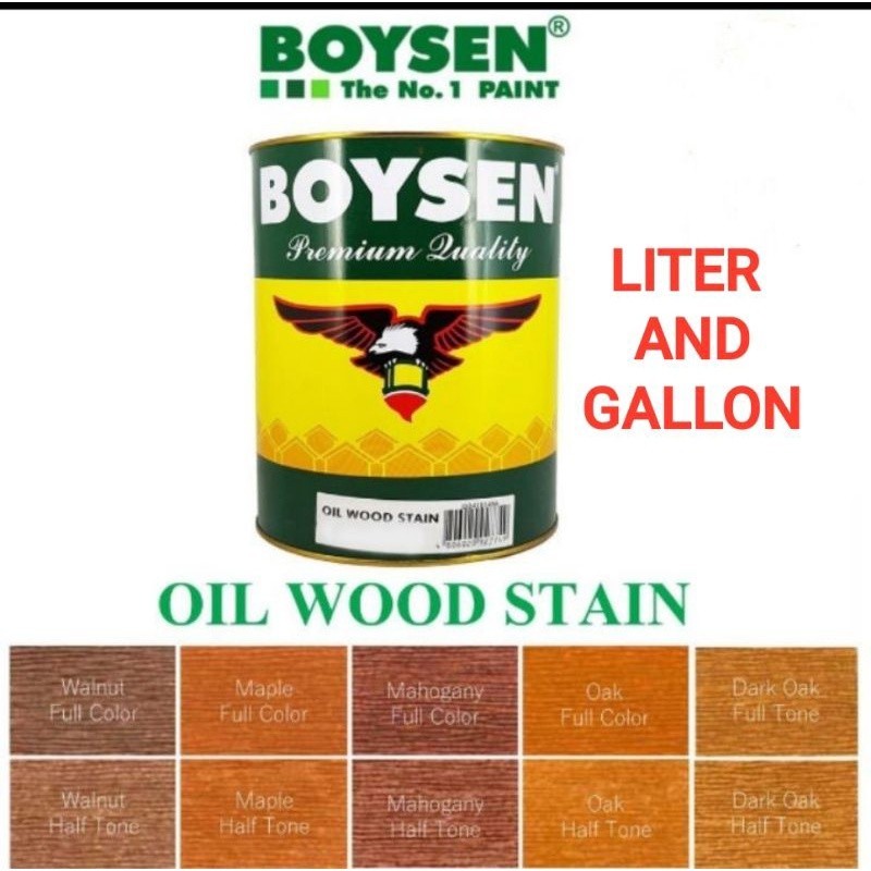 BOYSEN OIL WOOD STAIN FOR WOOD VARNISH 1LITER, 1GALLON, MAPLE, MAHOGANY ...