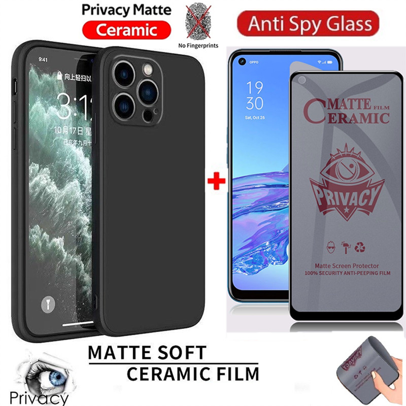 2in1 1Pcs Phone Case+1Pcs Frosted Ceramic Anti Spy Soft Tempered Glass ...