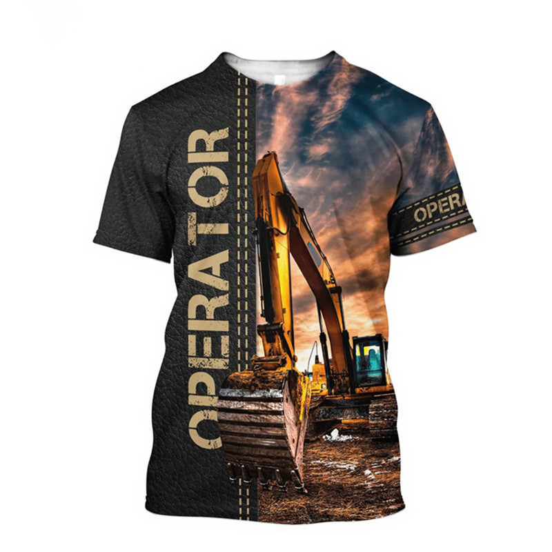 Excavating Machinery Graphic Men's Fashion T-shirts Short Sleeve ...