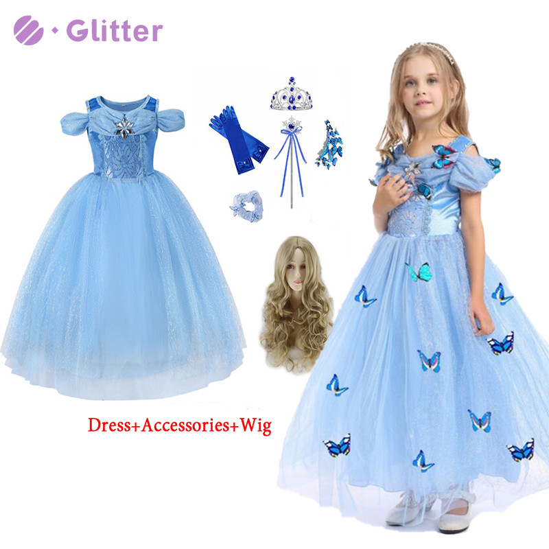 Kids Girl's Cinderella Blue Princess Costume