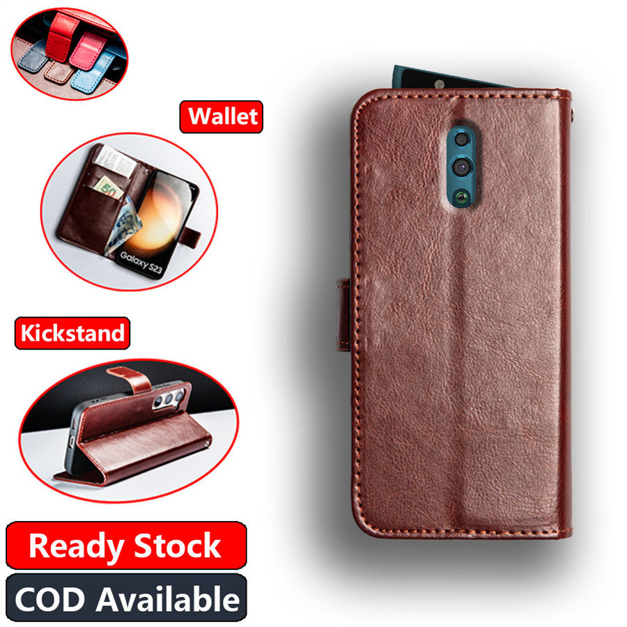 Oppo Reno 6.4 inch CPH1917 Vintage Classic Leather Wallet Folio Case ...