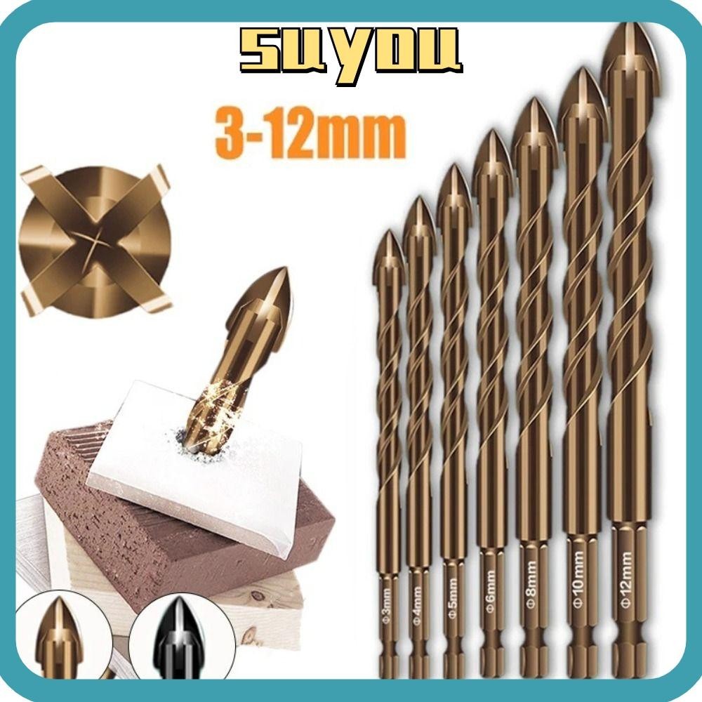 SUYO Cross Hexagon Tile Drill, Four-edged Multifunctional Cross Tile ...