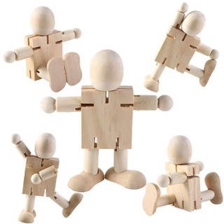 5Pcs Wooden White Body DIY Wooden Robot Shape Combined With Puppet ...