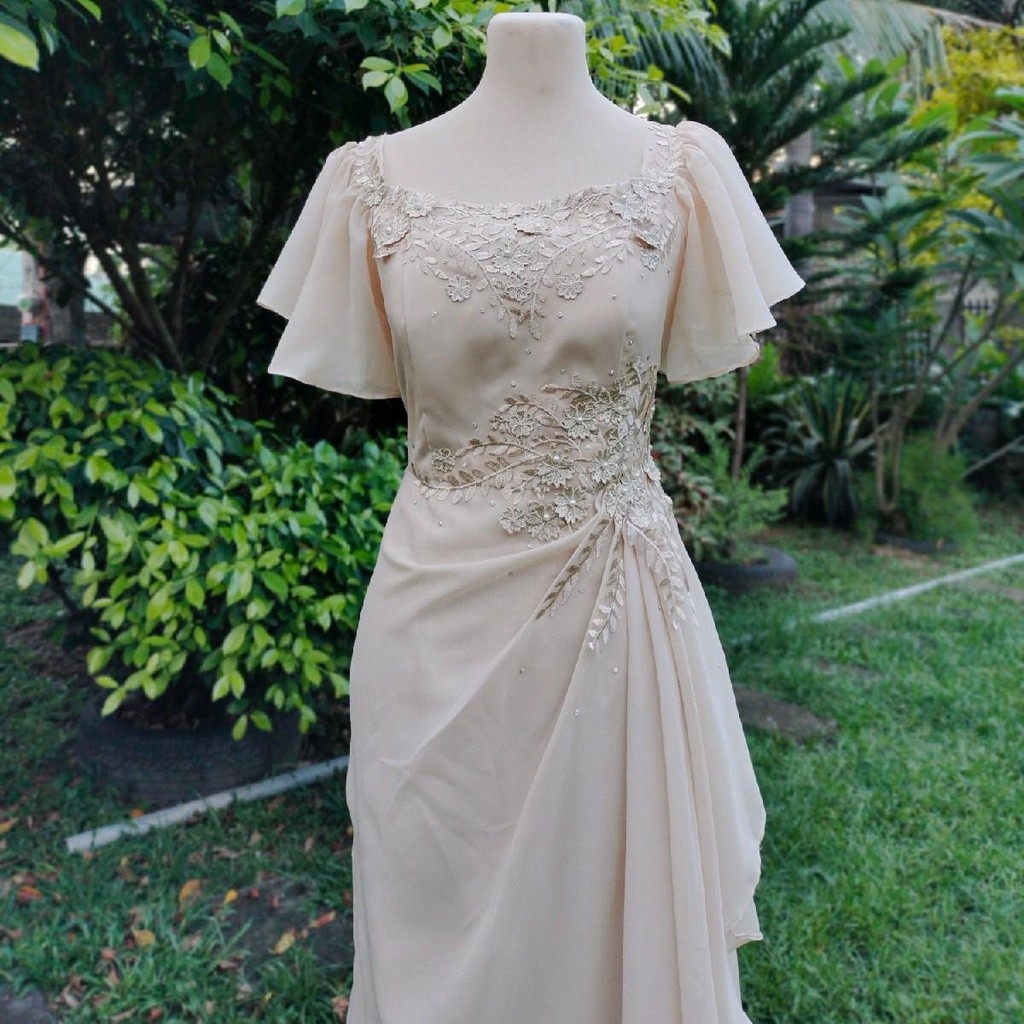 Modern Ninang Elegant Ninang Dress For Wedding Elegant Offshoulder Long Gown  For Mother Or Principal Sponsor