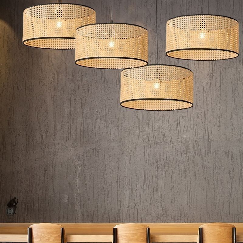 OneFire_Lighting Rustic Hanging Light Rattan Pendant Lamp Tricolor ...