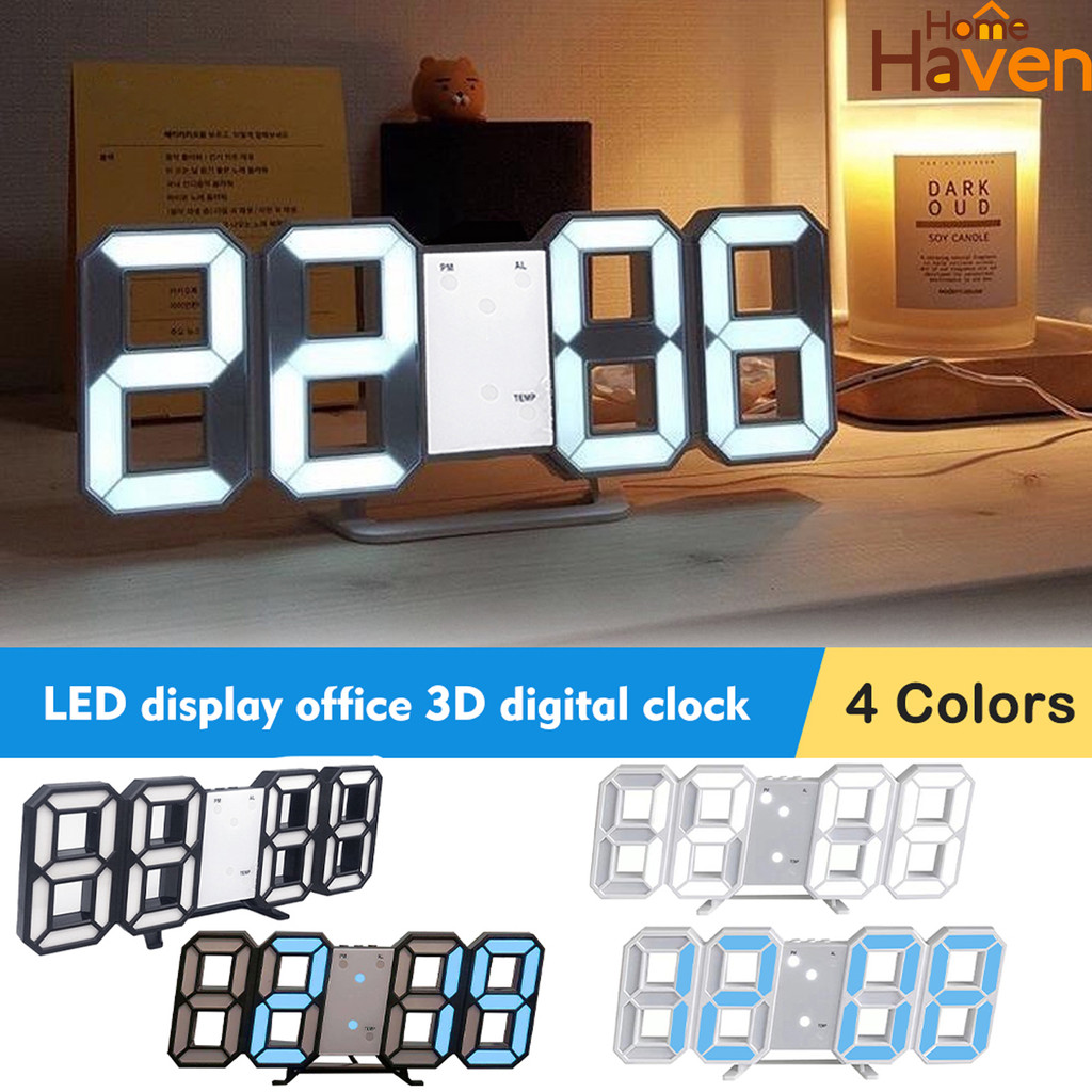 LED Digital Adjustable Clock Digital Clock Wall Decor Smart 3d Alarm ...