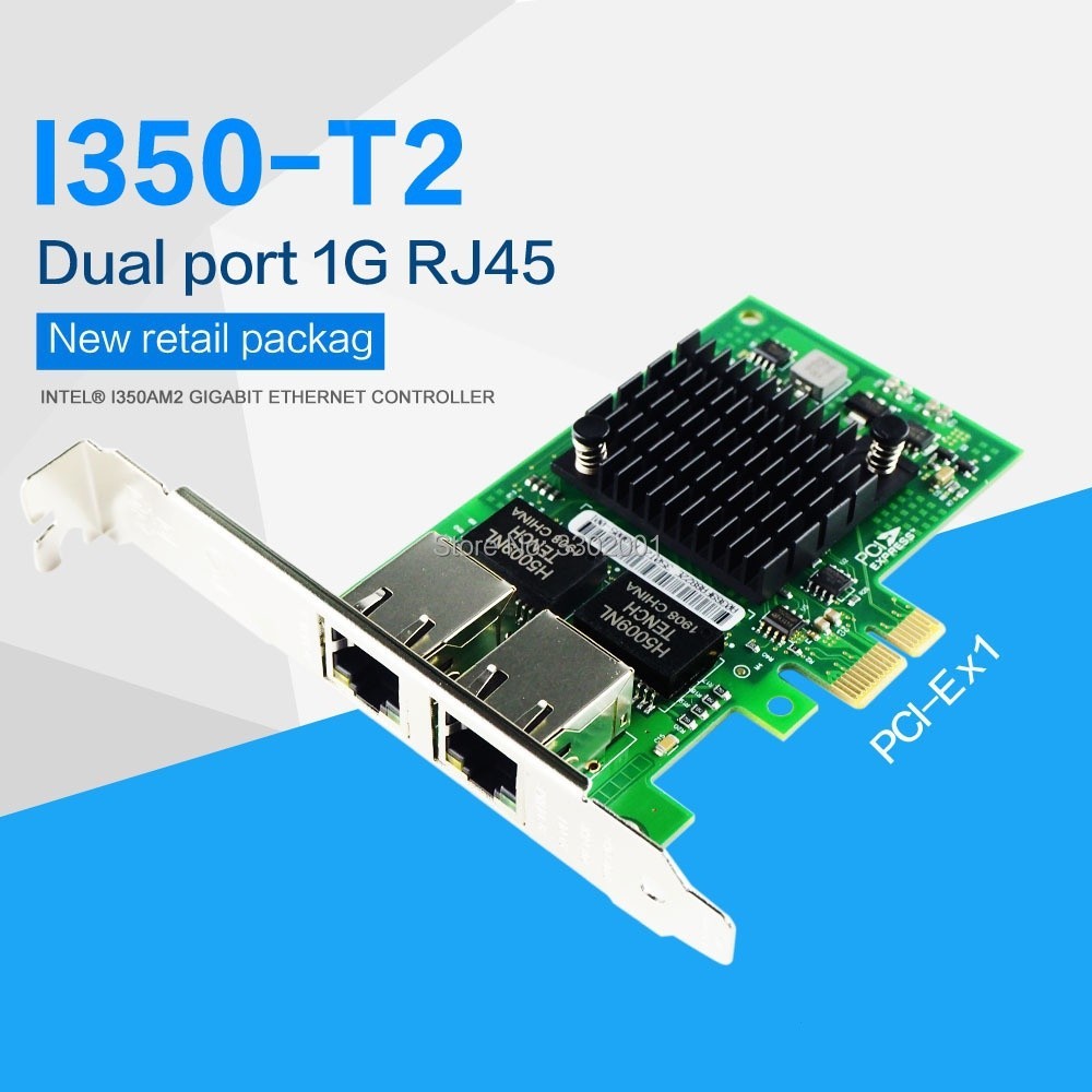 Scheda Di Rete Intel I350-T2 – PCIe Dual Port Gigabit, 1000M, Controller I350-AM2