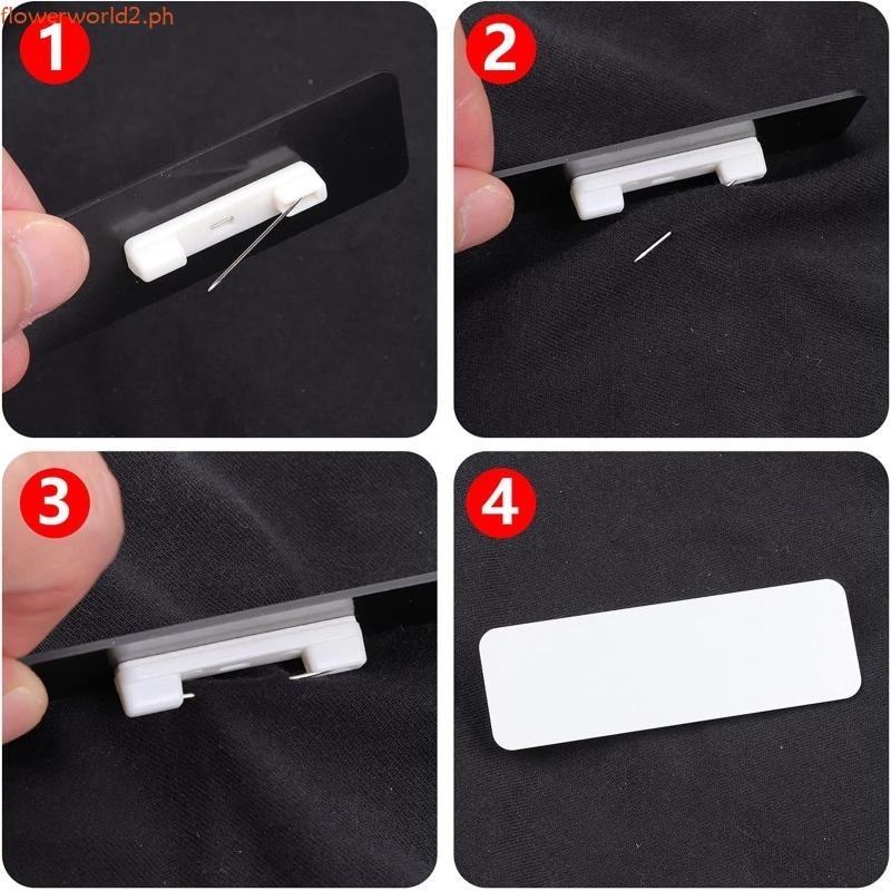 flowerworld2 50 Pcs White Plastic Self-Adhesive Bar Pins Safety Pins ...