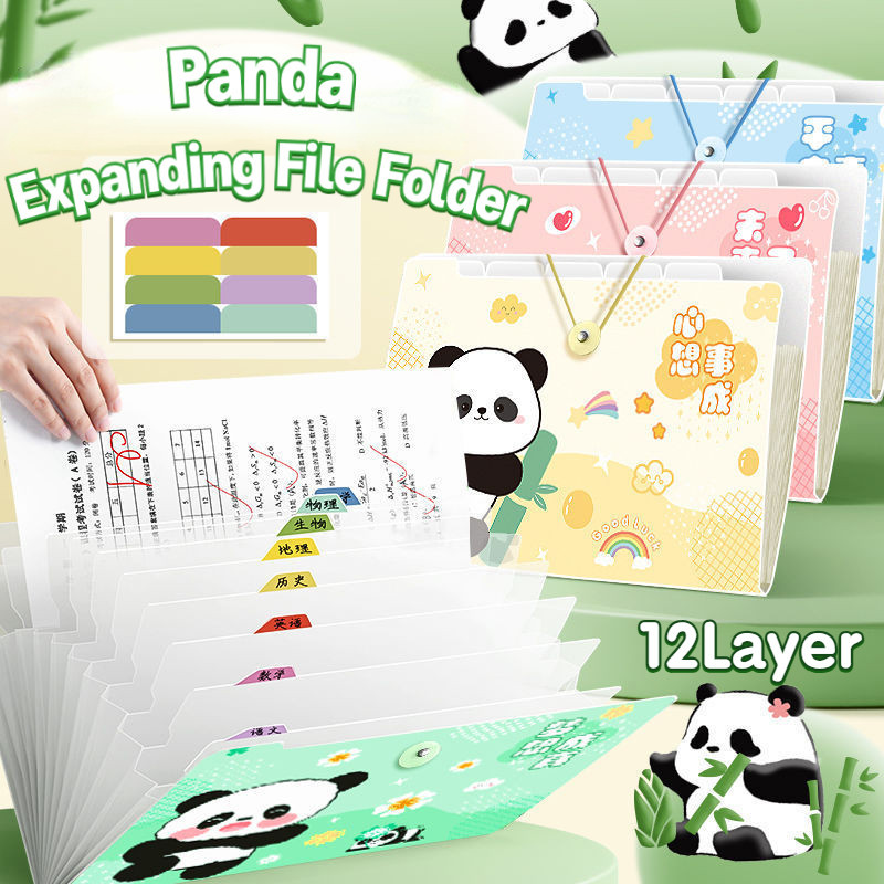 A4 Panda Expanding File Folder Layered Storage Large Capacity Document ...