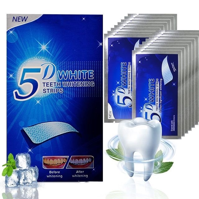5D White Gel Teeth Whitening Strips Oral Hygiene tooth 14 sheet 1BOX ...
