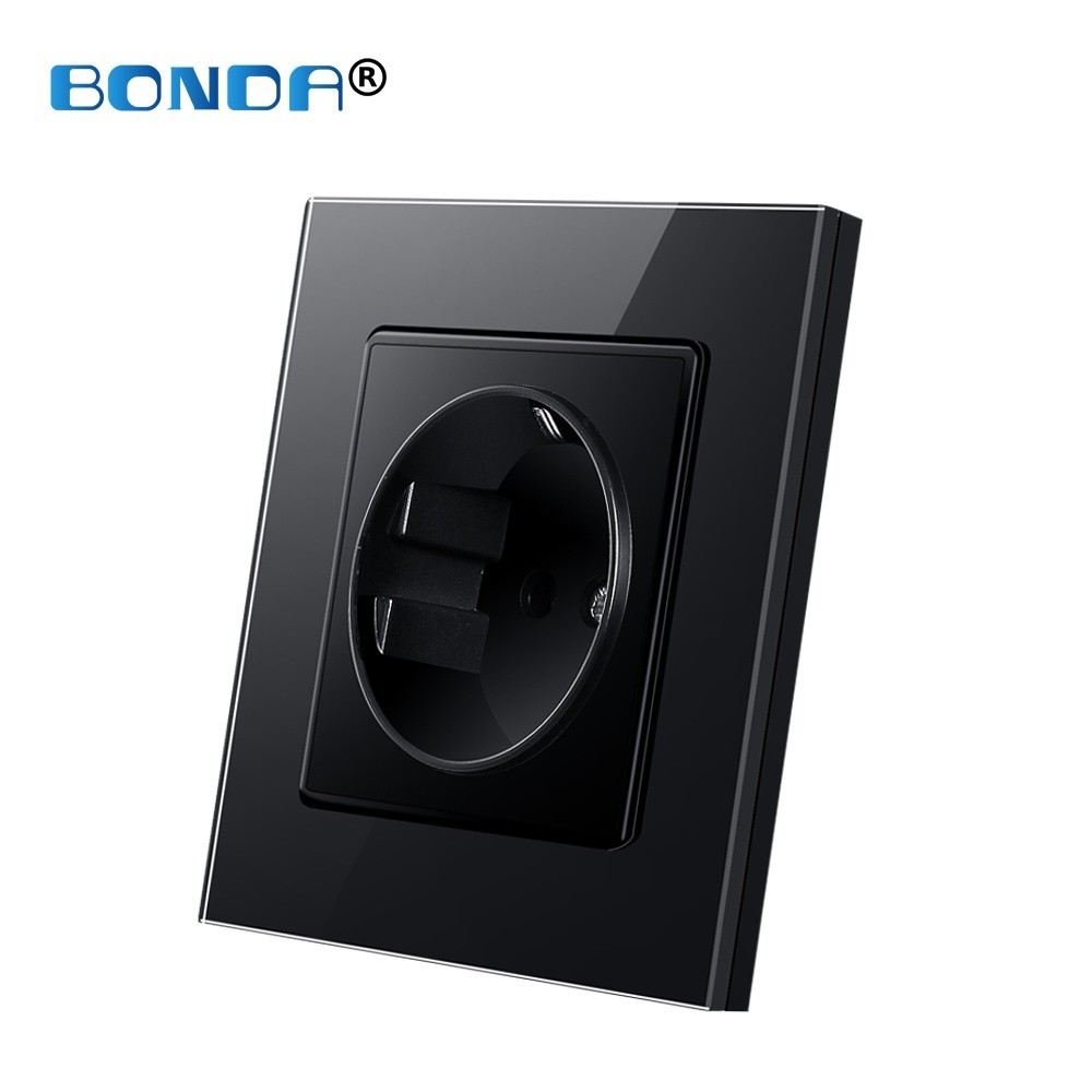 Rr+√bonda Wall Socket Tempered Glass Panel Eu Standard Kids Child 