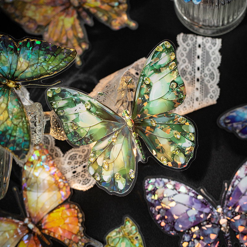 Iridescent PET Sticker Pack - Crystal Wing Series with Butterfly Theme ...