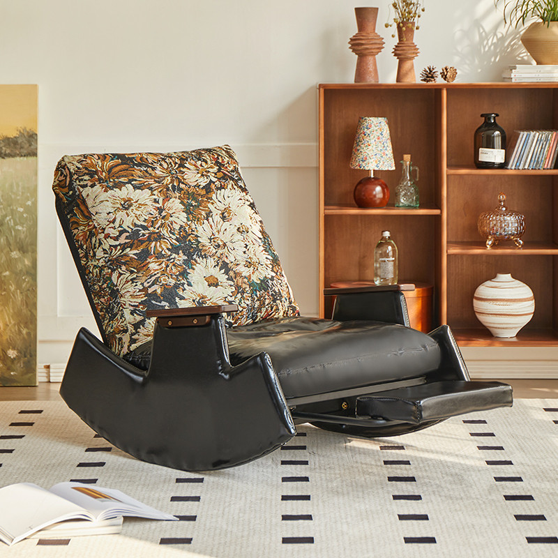 Balcony Recliner Sofa Lazy Chair Solid Wood Rocking Chair Folding Nap ...