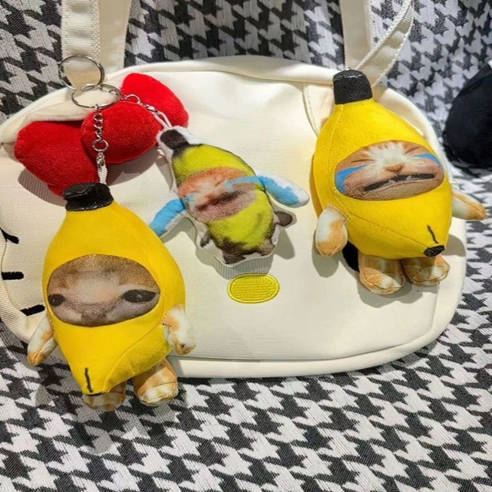 Banana cat crying cat network meme keychain cat meme voice doll pendant ...