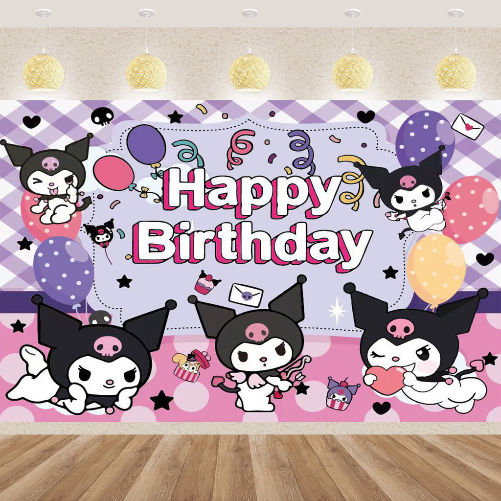 Sfondo Fotografico Sanrio Kuromi My Melody Cinnamoroll – Telo Per Feste Di Compleanno, Decorazioni Murali, 1 Pezzo