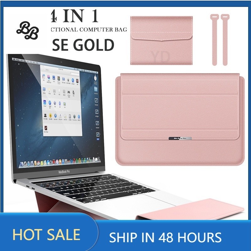 4 in 1 Folding Laptop Leather Case + For Any Laptop Macbook Laptop iPad ...