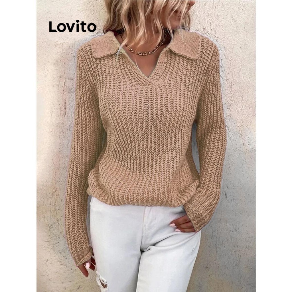 Lovito Women Casual Plain Basic Sweater LNL57177 | Shopee Philippines