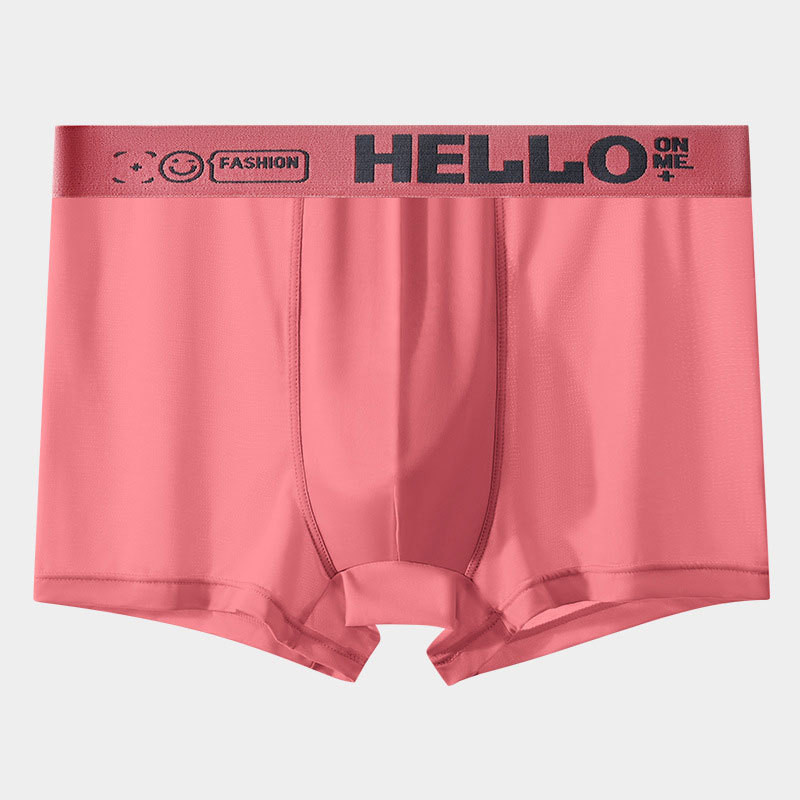Ice Silk Men's Underwear Light And Thin Seamless Pink Boxer Shorts