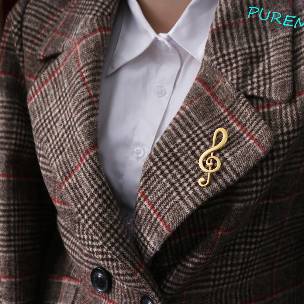 Music Note Microphone Brooch Pin | Treble Clef Lapel Pin For Scarf, Sweater & Wedding Accessories