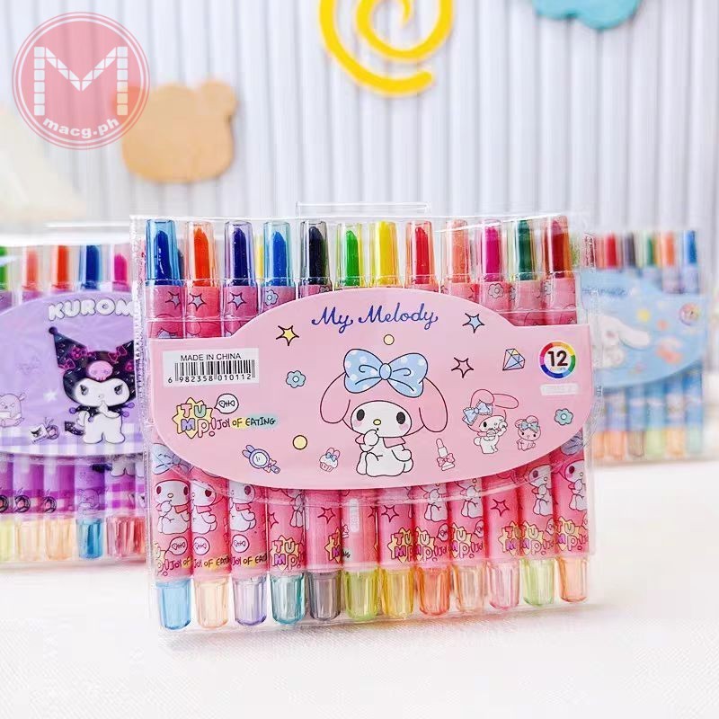 【macg】12 Colors Rotating Crayon Colorful Kids Drawing Supplies ...