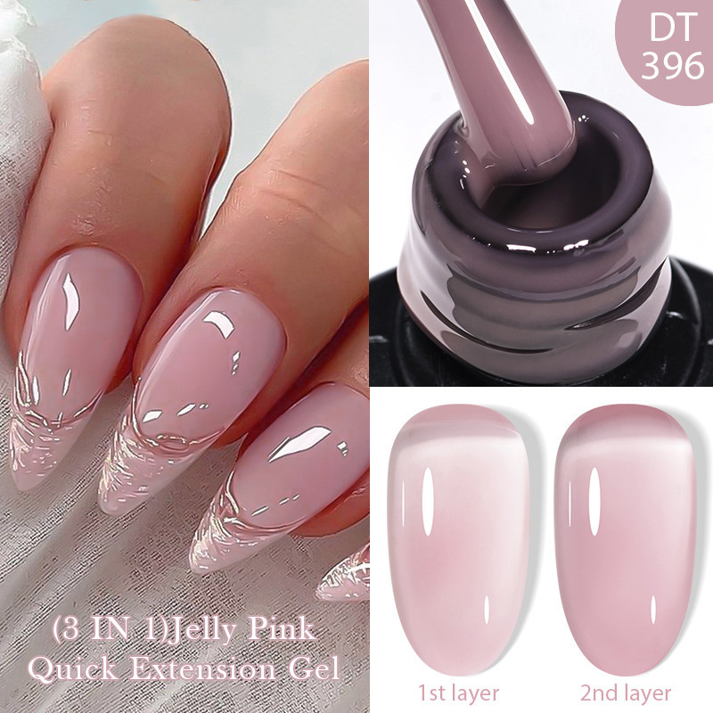 MEET ACROSS 3-in-1 Quick Extension Nail Gel Varnish Acrylic Crystal White Nude Gel Nail Polish