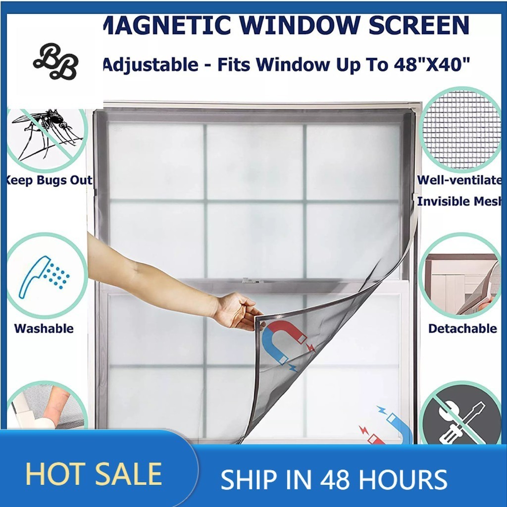 Adjustable DIY Customize Magnetic Window Screen windows Washable ...