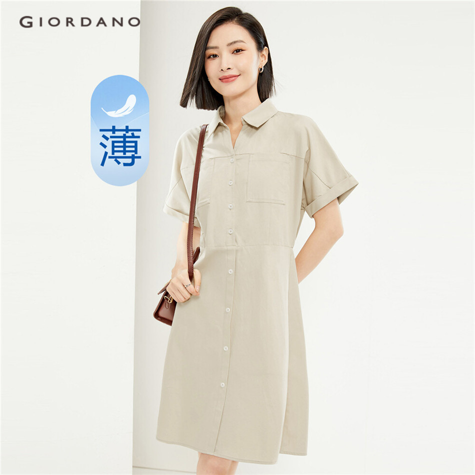 GIORDANO WOMEN 100% Cotton lightweight collect waist dress 13464226 |  Shopee Philippines