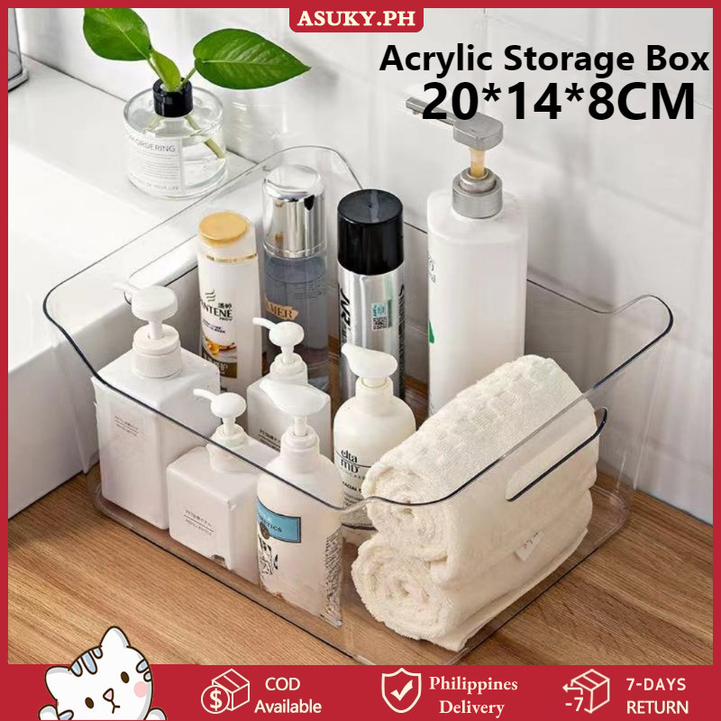 Acrylic Transparent Storage Box Freezer Container Box Desk Cosmetics ...