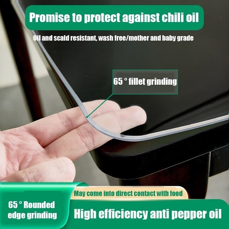 PVC Soft Glass Table Cover Rectangular Circular Clear Desk Mat