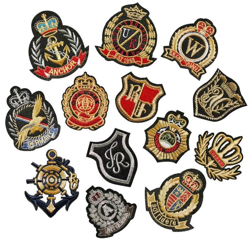 Fashion JK Gold Thread Embroidery Badge Cloth Stickers British College ...