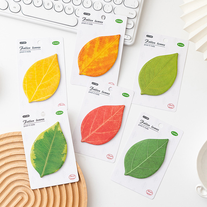 25 Sheets Simulated Autumn Fallen Leaves Series Sticky Notes Student ...
