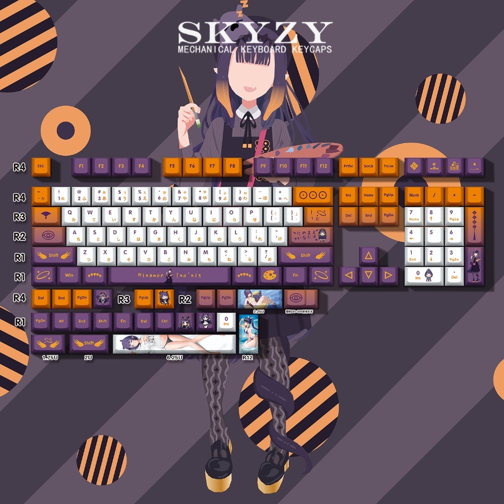 Ninomae Ina'nis Keycaps Cherry Profile VTuber Hololive PBT Dye Sub ...