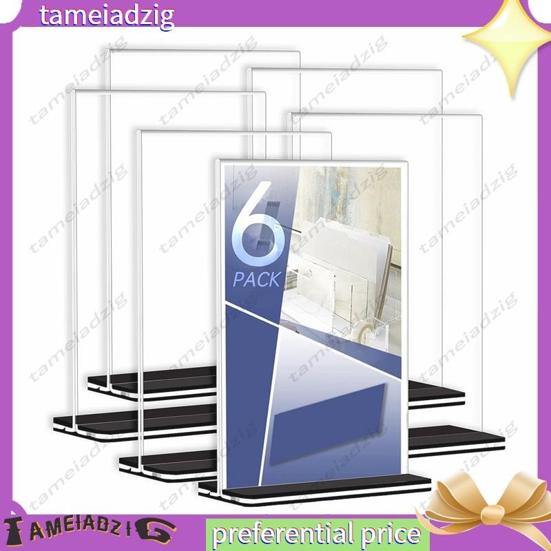 3 Packs Acrylic Sign Holder 6 X 8.5 Standing, L-Shape Magnetic 6 X 8 1/2 Clear Menu Holder, Table Display Stand Of Slant Back And Acrylic Frame For Store, Wedding, Restaurant, Hotel - View #5