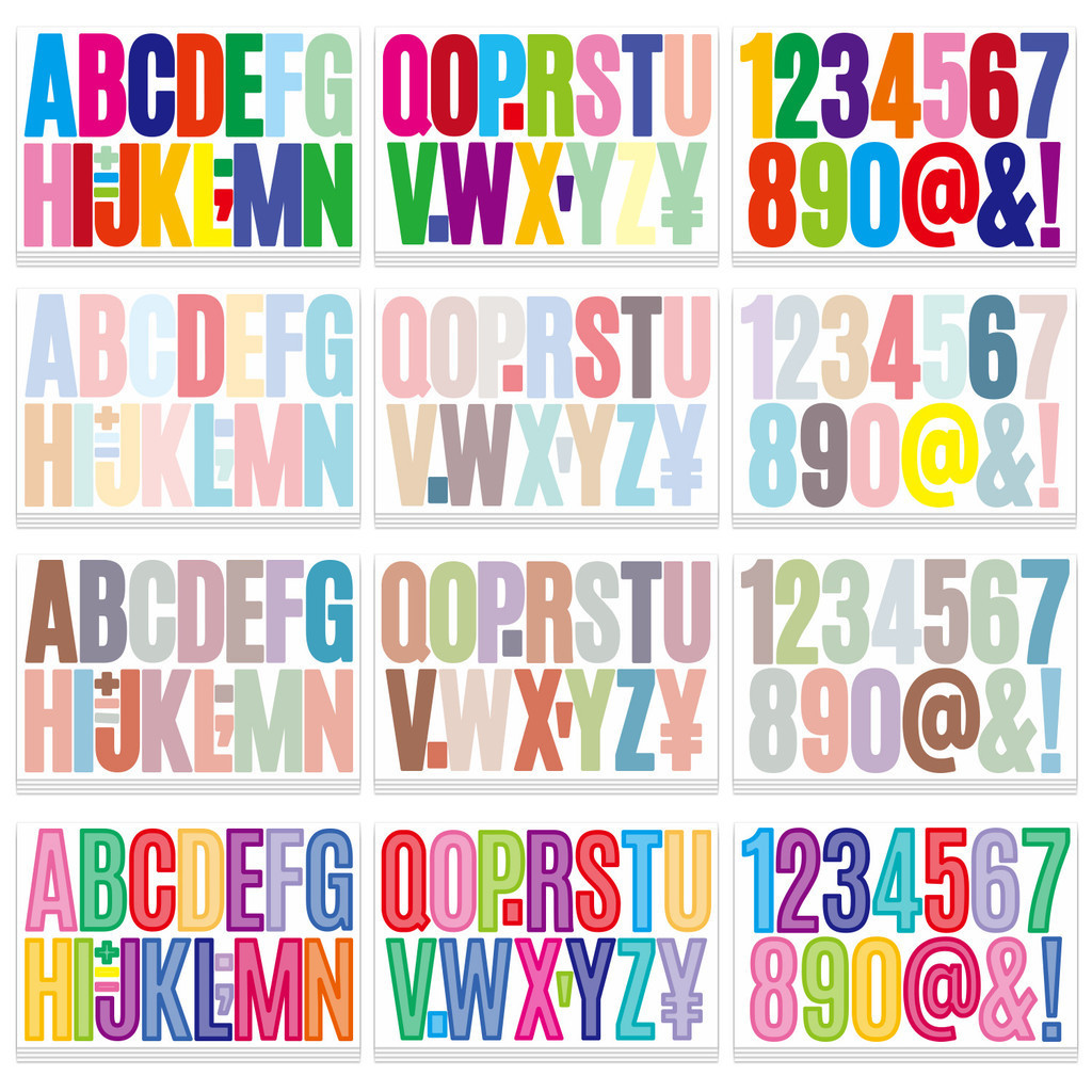 3 Sheets 3 Inches Colorful Letter Number Waterproof Sticker Decoration ...