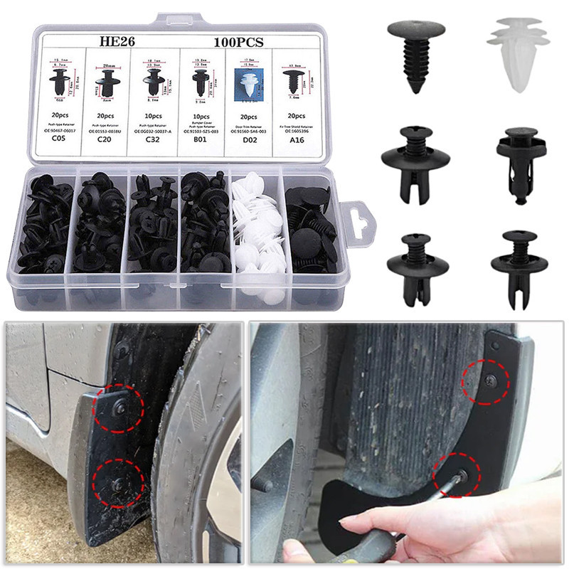 New Car Fastener Clip Kit Fender Rivet Clips Auto Body Push Retainer ...