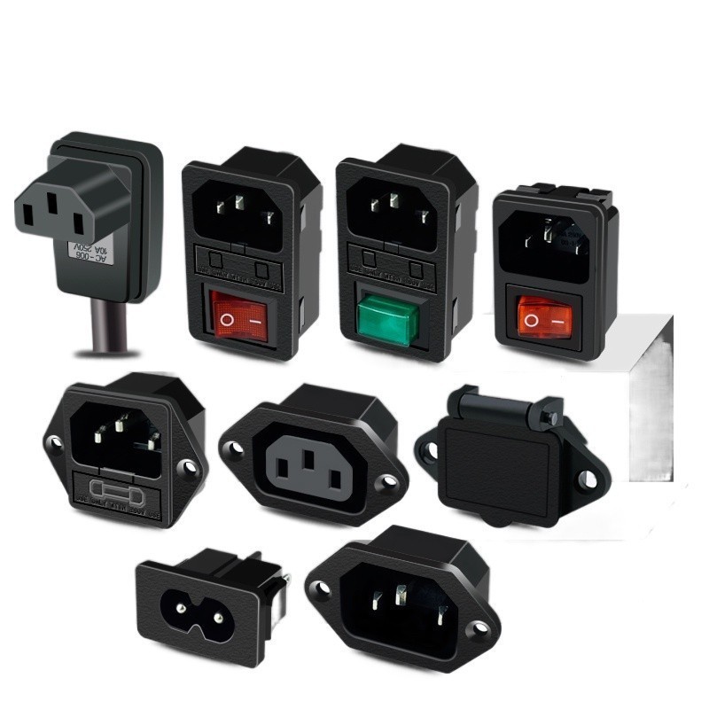 ☀AC power socket Pin word wiring socket with cover 10A three-eye male ...