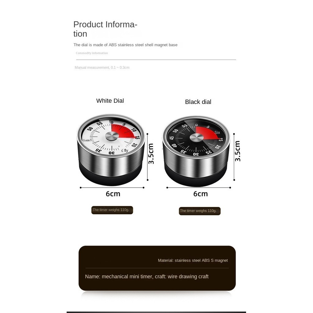 Mechanical Timer Stainless Steel Timer Reminder Countdown Timer with ...