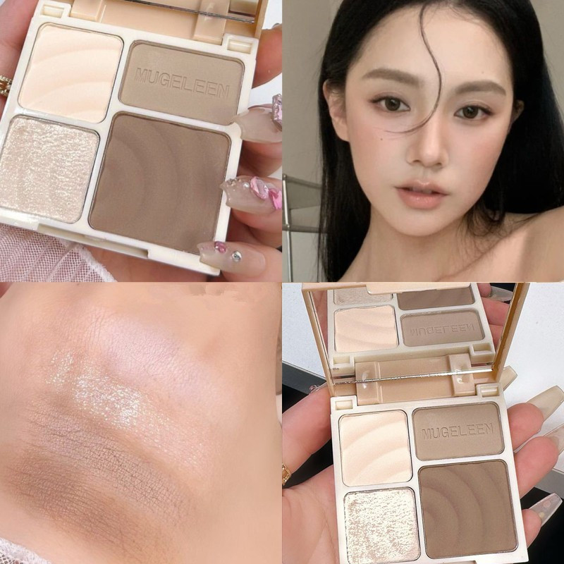4 Colors Contour Highlighter Blush 3 in 1 Makeup Palette Pearl Light ...