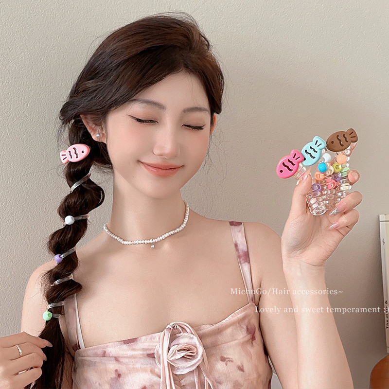 Sweet and Lovely Thick Fish Hair Rope Women Bubble Braid Hair Rope ...