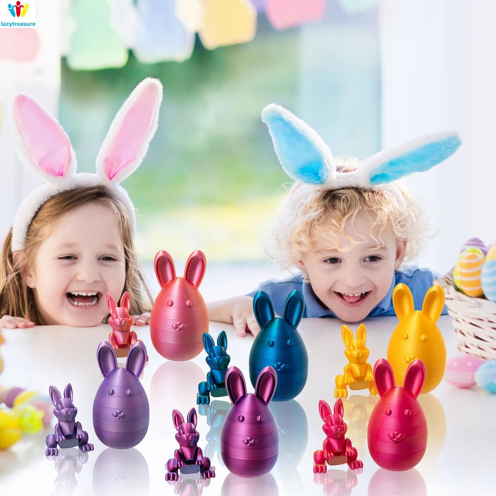 3D Printed Easter Bunny Eggs Festival Ambiance with Movable Joints Eye ...